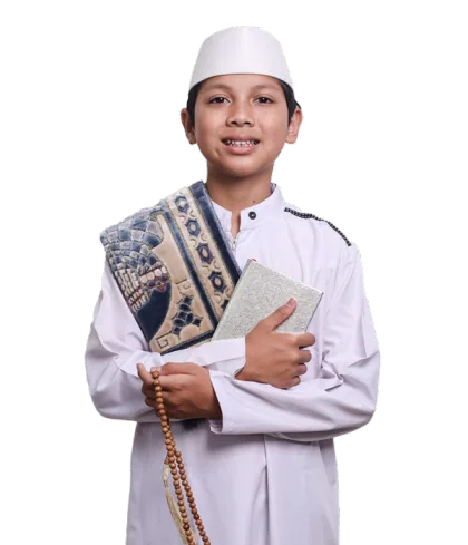 Smiling Muslim holding the Holy Quran
